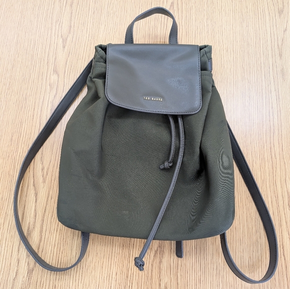 Ted Baker Dark Green Drawstring Backpack - Picture 1 of 6